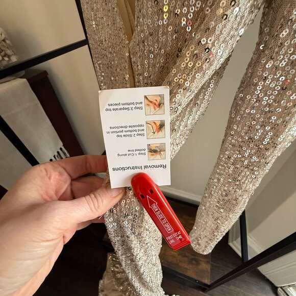 NWT IEENA for Mac Duggal Champagne Sequin Gown - Picture 6 of 7